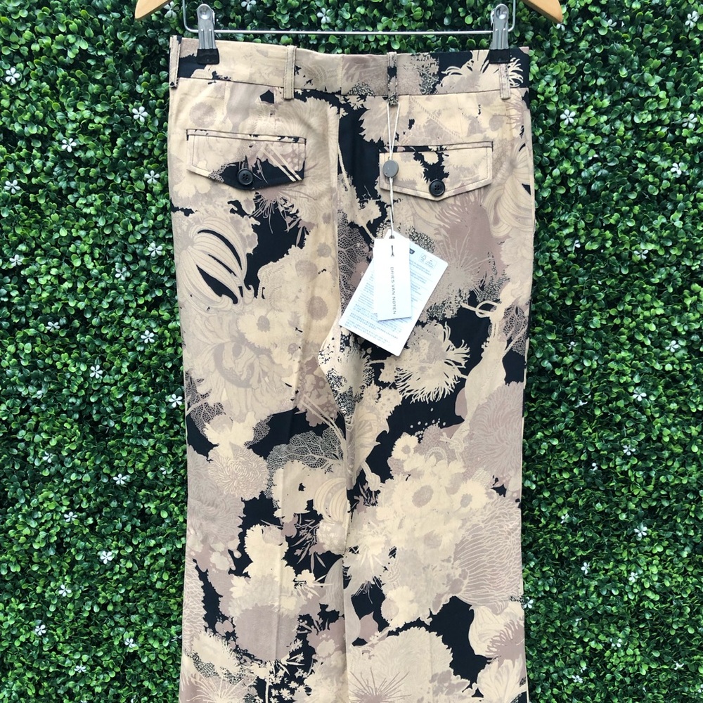 Dries Van Noten Black and Beige Flower Trouser 36 - Picture 3 of 7